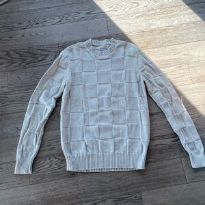 Frank & Oak Cream Grid-Textured Crewneck Sweater